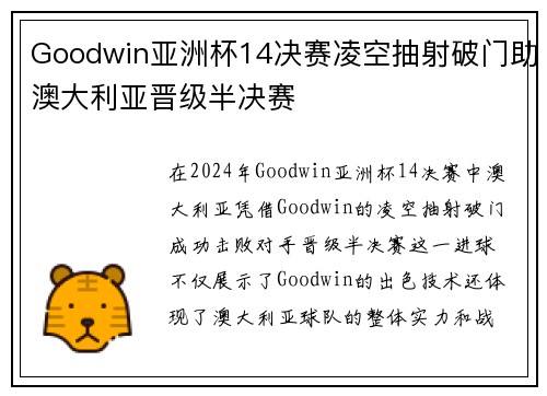 Goodwin亚洲杯14决赛凌空抽射破门助澳大利亚晋级半决赛 Goodwin亚洲杯14决赛凌空抽射破门助澳大利亚晋级半决赛